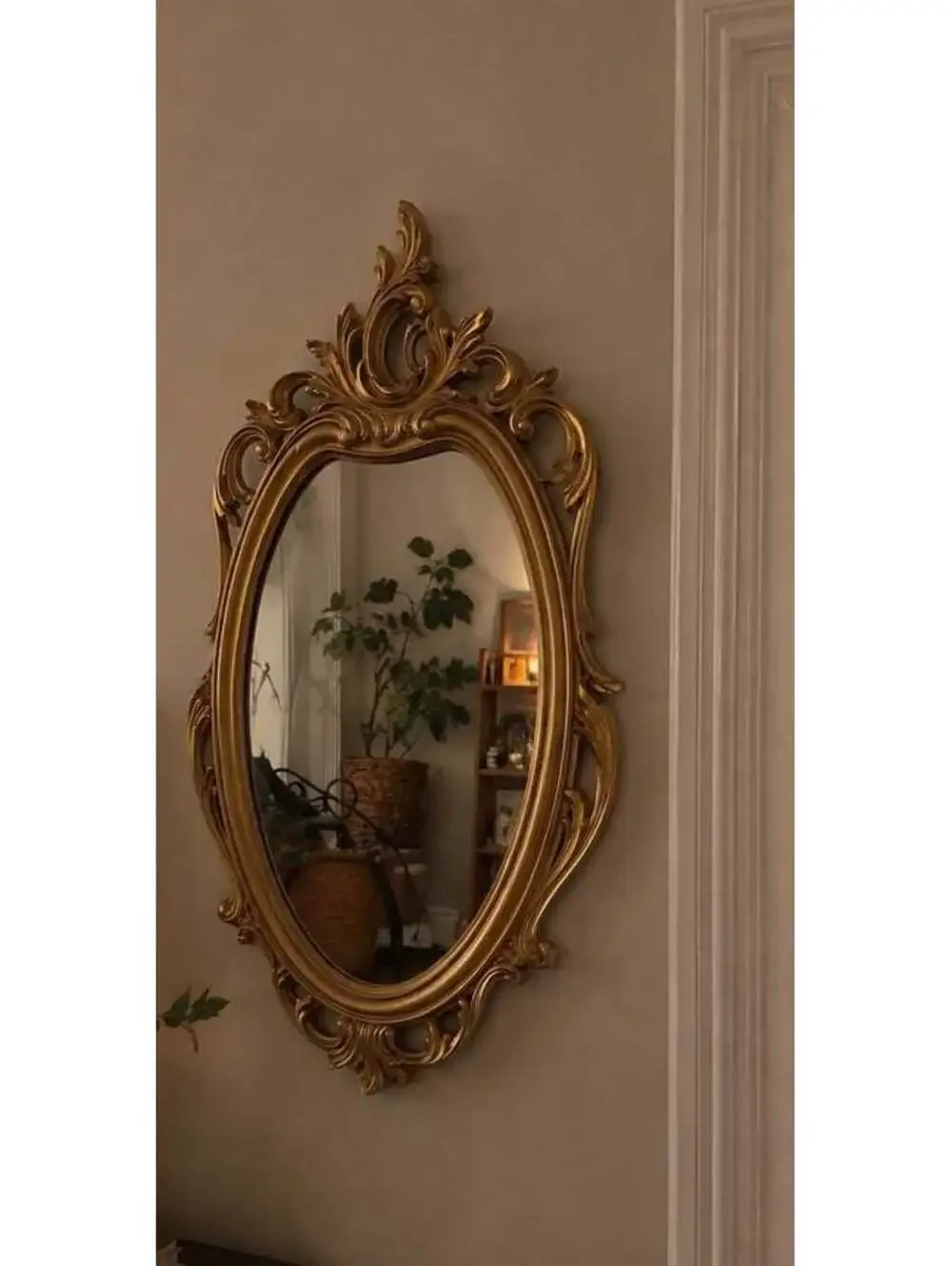 Ornate Gold Oval Wall Mirror